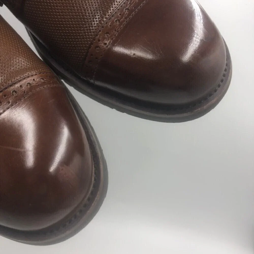 Steve Madden Mens Brown Leather Cap Toe Oxford Dress Shoes Size 8 Lesko Lace Up